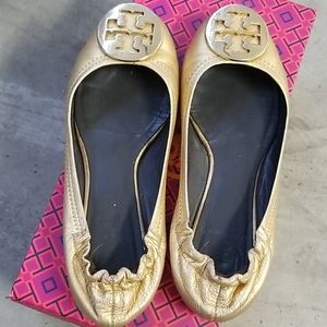 Tory Burch Gold Caroline Flats